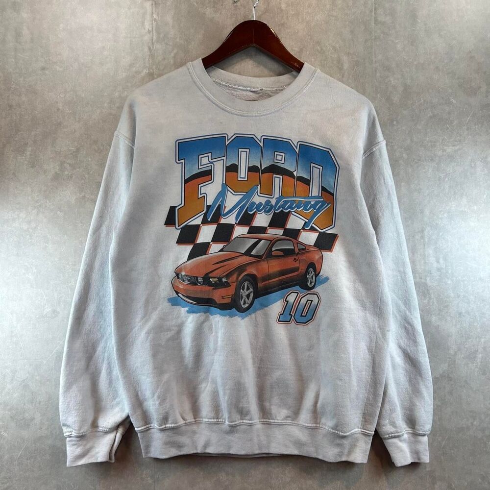 Ford Men's Grey and White Sweatshirt